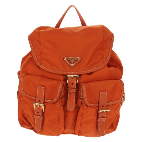 PRADA Backpack Nylon Orange Gold Auth 155325V main image 15